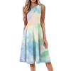 Damen Casual Mode Tie-Dye Bedrucktes Rundhals Ärmellos Einfarbiges Midi-Kleid