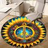 Sunflower Peace Sign Circular Rug Office Decorative Carpet For Living Room Bedroom Door Mat Floor Carpet Computer Chair Area Rug