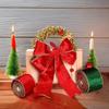 Pack of Two Decorative Flocking Fabric Ribbons with Gold Edging for Christmas Tree and Holiday Decorative Purposes