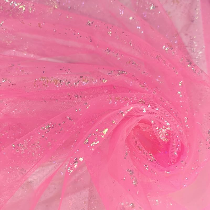 

[moonfarm] 2way lame tulle material Sparkling Width 150cm colorful race handicraft costume cloth (pink, 1m)