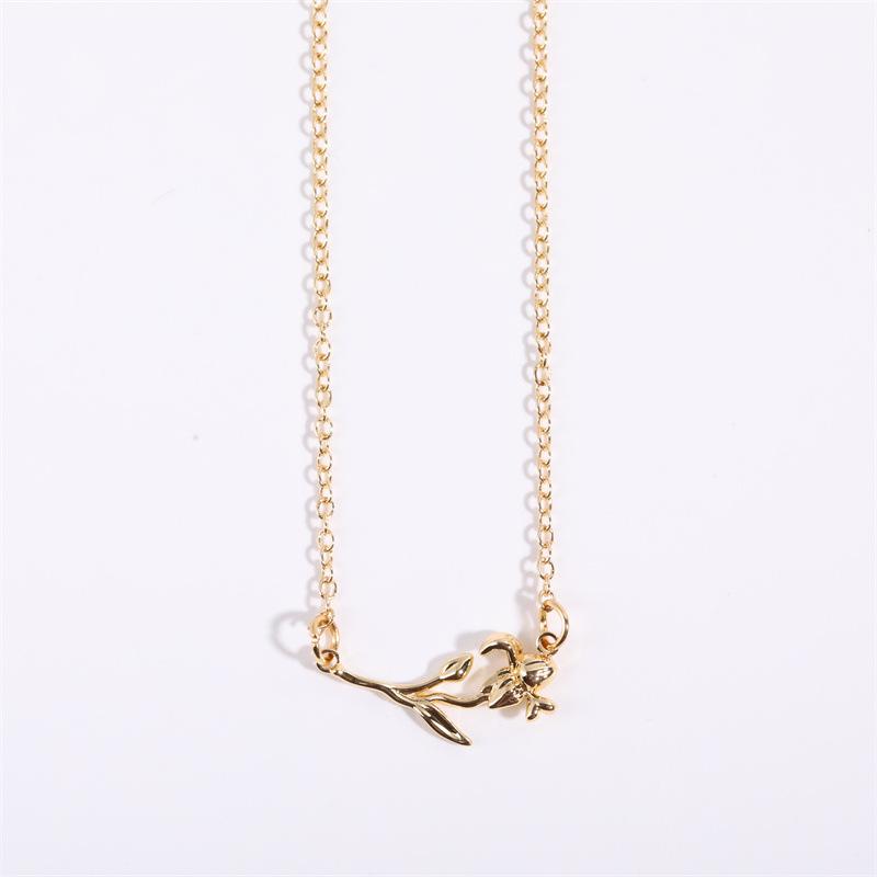 December Birth Flower 3D Necklace: 18K Gold-Plated Pendant on Copper Sweater Chain
