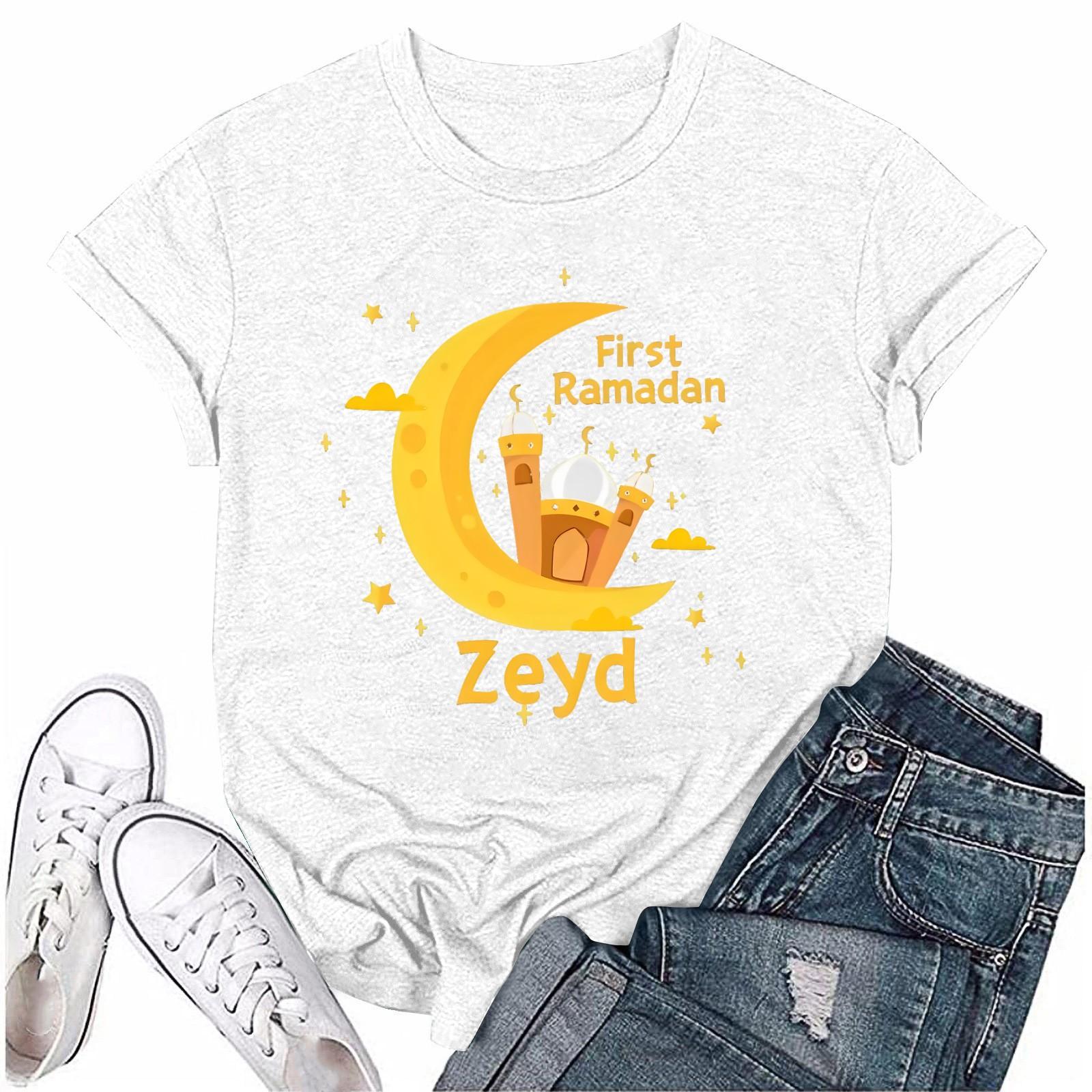 

Girls casual loose printed T-shirt round neck pullover short sleeve top 100 білий