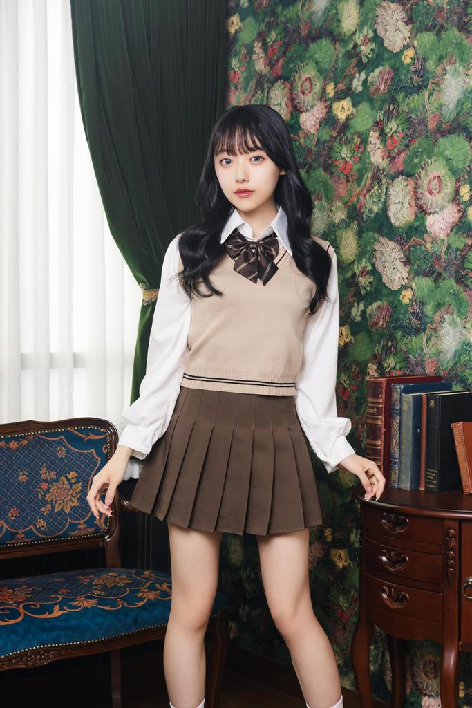Clearstone Ulzzang Sailor Cosplay Halloween Knit Vest Beige x Chocolate Women's