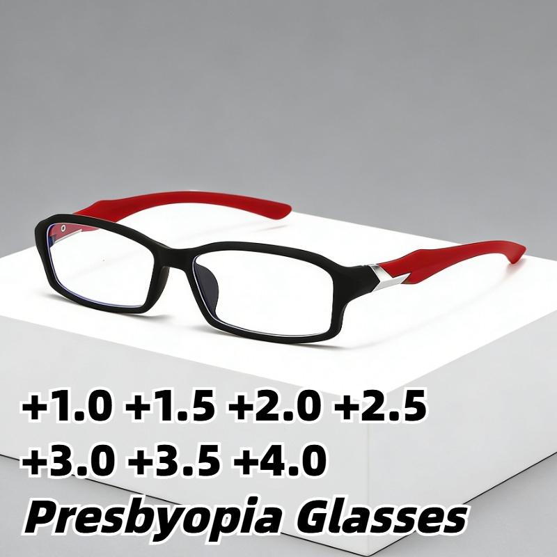 Sports Style Square Frame Anti Blue Light Presbyopia Eyewear Fashionable High Definition Reading Glasses Diopter +1.0 To +4.0