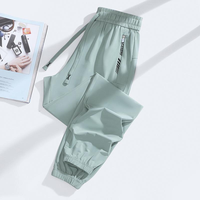 Men's Thin Ice Silk Summer Joggers: Breathable, Quick-Drying, Sun-Protective Running and Sports Pants for Outdoor Activities