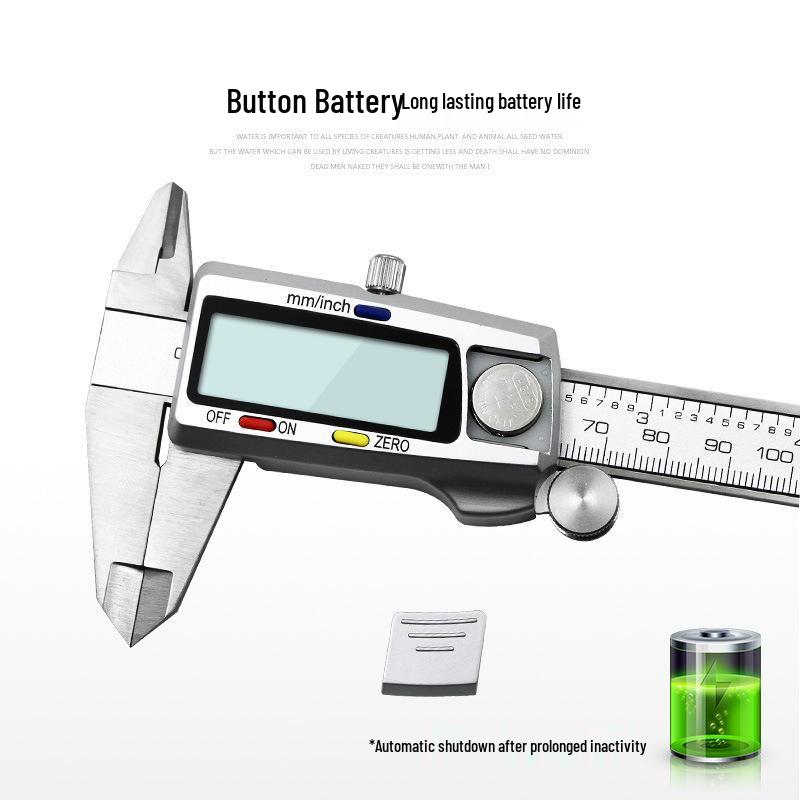 Electronic Digital Vernier Caliper with Three-Color Buttons, Stainless Steel, 0-150mm for Measuring Inner and Outer Diameters