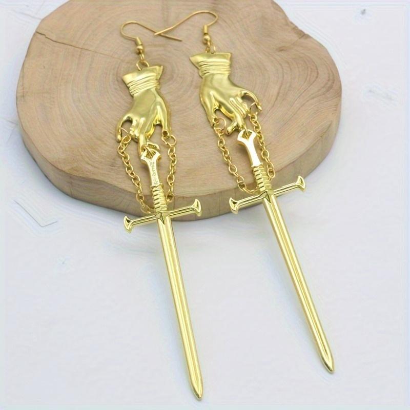 Gothic Punk Earrings For Women Swords Hand Earrings Statement Gothic Medieval Witch Mysterious Female Gift Halloween Jewelry