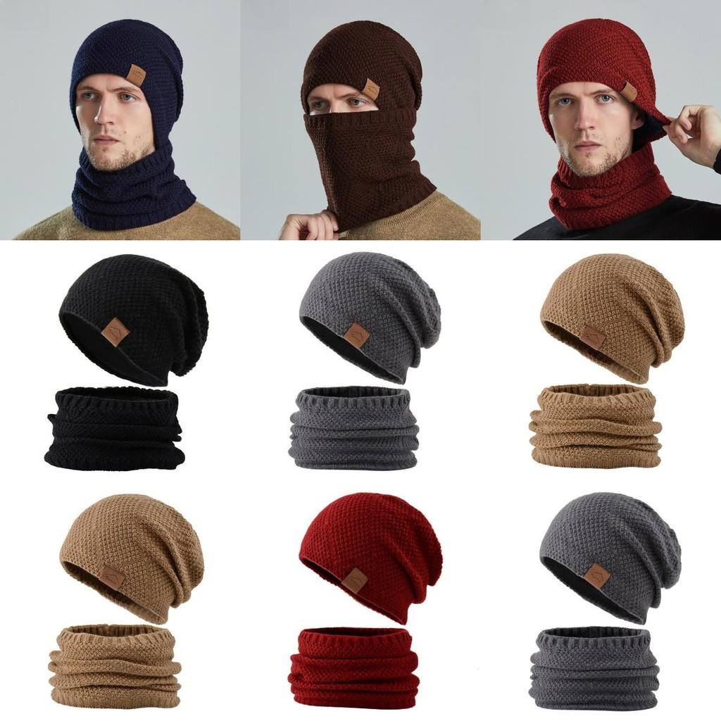 Knitted Mens Winter Beanie With Neck Warmer For Cold Weather Outdoor Activities