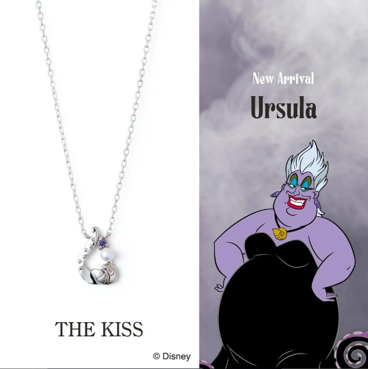 Kiss DI-SN724CZ Disney Collection Villains Ursula Silver Womens Necklace 40cm Wrapping Box.