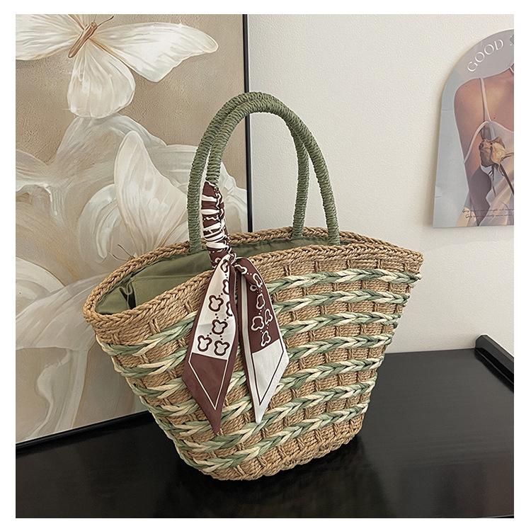 

Новая Мода Соломенная Сумка Ручной Работы Плетеная Сумка Для Шопинга Универсальная Соломенная Сумка Соломенная Сумка зелёный