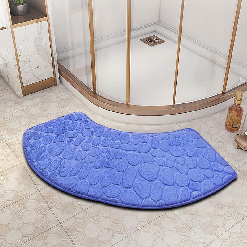 Curved Bathroom Mat Thickened Shower Room Absorbent Door Mat Toilet Bathroom Non-slip Mat Dirt-resistant Entrance Mat