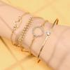 European-American Heart Knot & Butterfly Snake Bracelet Set - Geometric Hand Jewelry Accessories