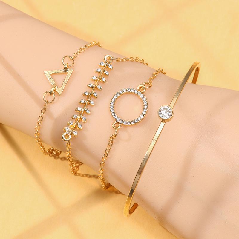 European-American Heart Knot & Butterfly Snake Bracelet Set - Geometric Hand Jewelry Accessories