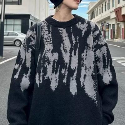 Korean Lazy Style Tie-dye Sweater for Men In Autumn and Winter New Trendy Brand Design Loose Casual Tops for Men