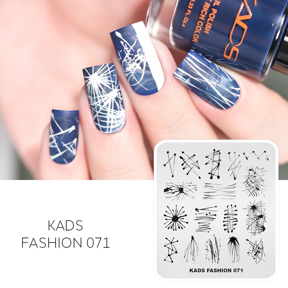 kads Fashion 071 Nail Stamping Plates Nail Art DIY Design Stamp Template Classical Line Irregular Lines Pyrotechnics Geometry Design Nails