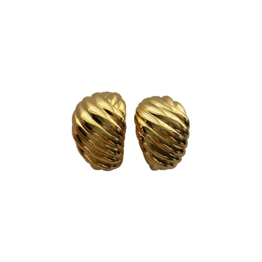 Oval Metal Threaded Earrings, Fashionable Round Ball Croissant Earrings, Premium Earrings, Personalized Simplicity, Light Luxury And Advanced Sense