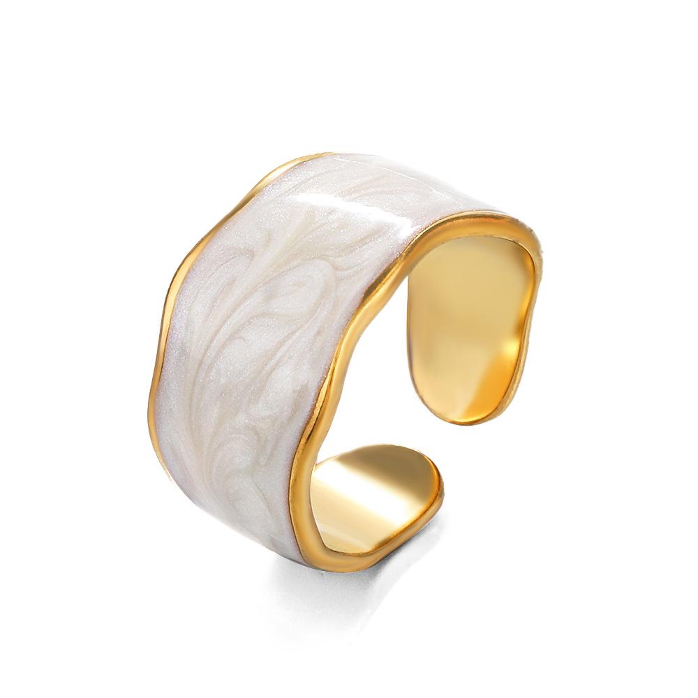 Stainless Steel Gold Color Drip Ring For Women French Vintage Adjustable Ring Party Jewelry Accessory
