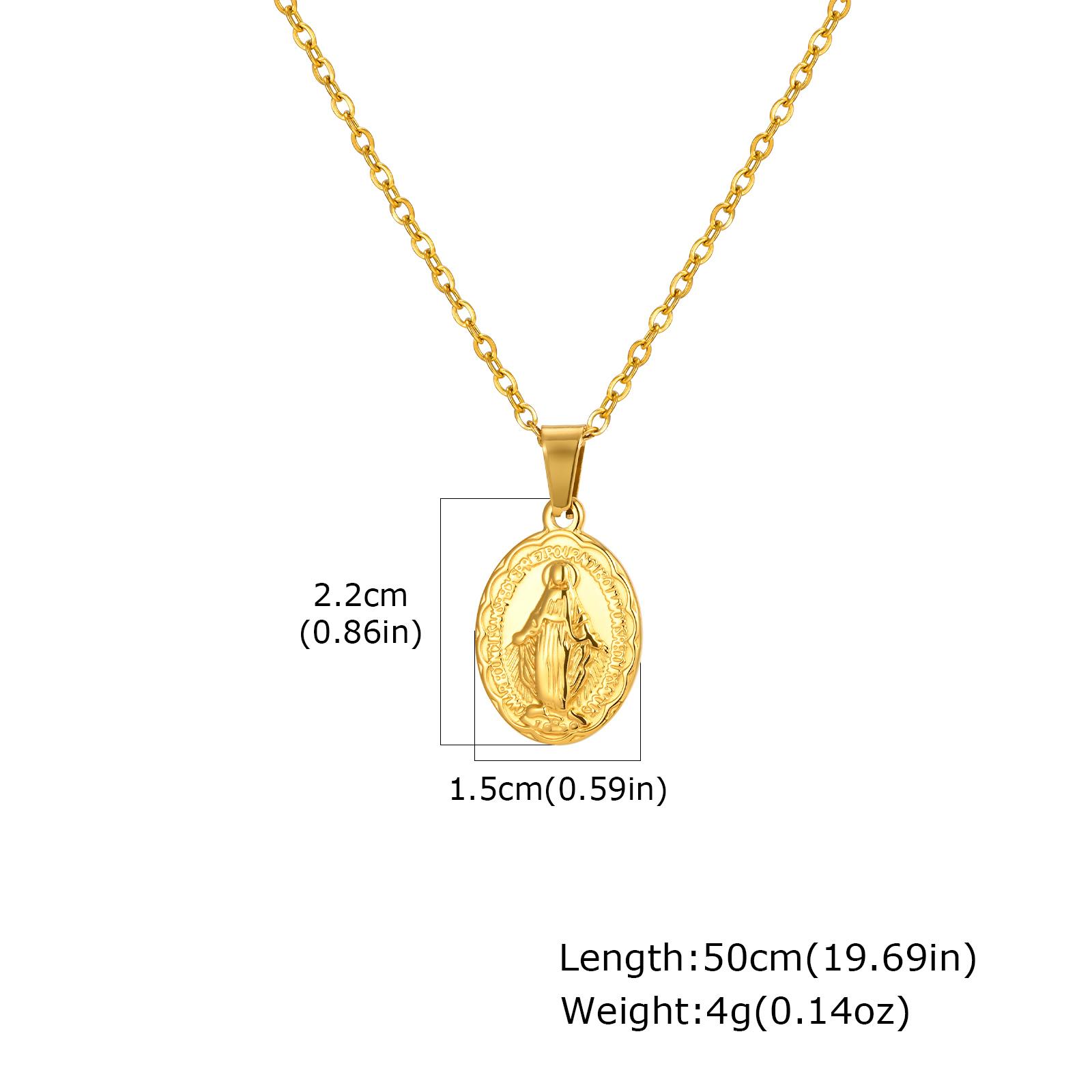 18K Gold Plated Virgin Mary Pendant Necklace For Women Stainless Steel Chain Choker Necklaces Religious Pray Jewelry Gift