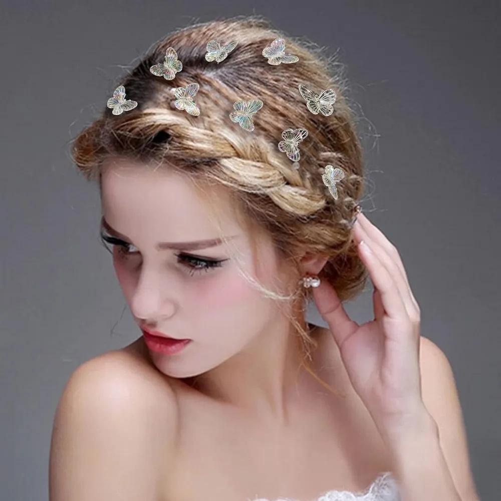 10 Stück Bunte Transparente Schmetterlings-Haarspange