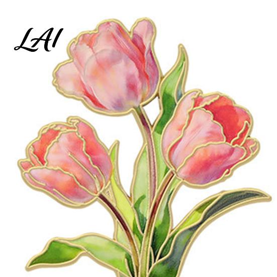 Literary Style Brooch Pin Enamel Flower Design with Smooth Edges Durable Pin Lightweight Zinc Alloy Badge for Jackets Scarves Bags Gift Artistic