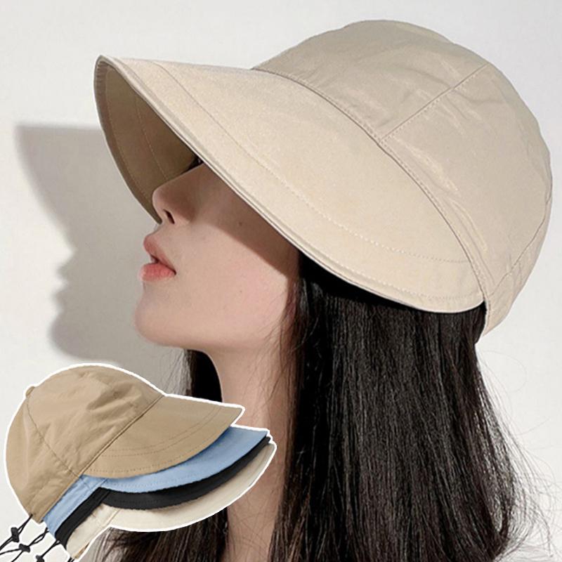 Spring Summer Bucket Hat Wide Brim Sun Hat for Women Drawstring Adjustable Foldable Beach Hats Quick-drying Visors Fisherman Cap