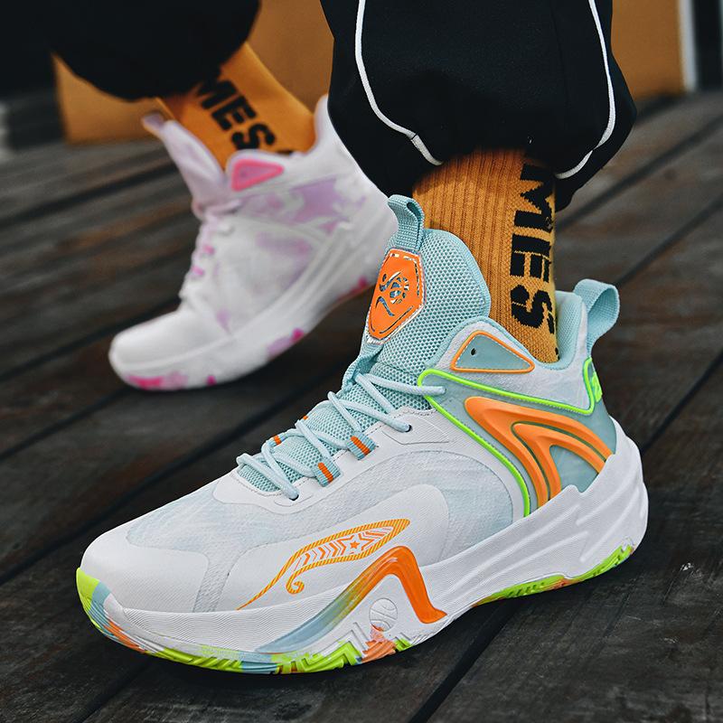 Mandarin duck basketball shoes men's and women's actual boots mesh cement floor indoor and outdoor student youth training sports shoes