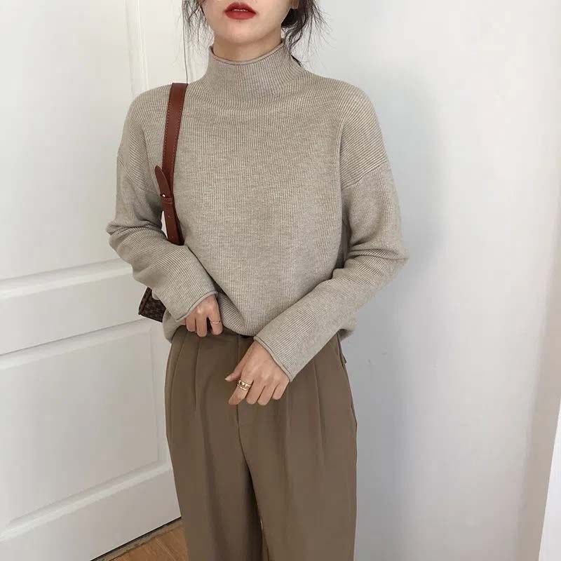Knitwear Women's Sweater Half Turtleneck Loose All-match Top Bottoming Shirt Autumn and Winter