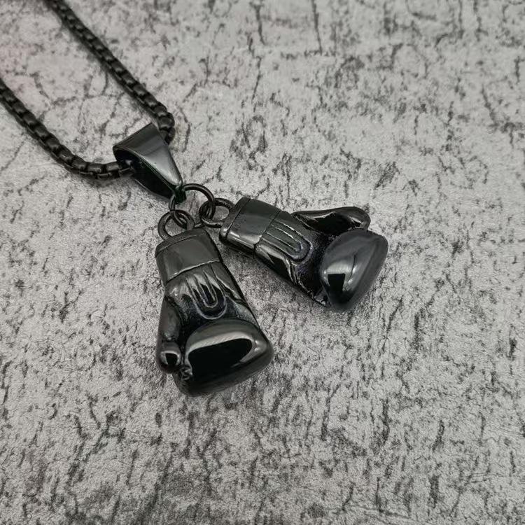 Hip Hop Paar Boxhandschuh Anhänger Goldfarbe Edelstahl Sport Fitness Halskette Für Frauen Männer Mode Cool Schmuck Geschenk