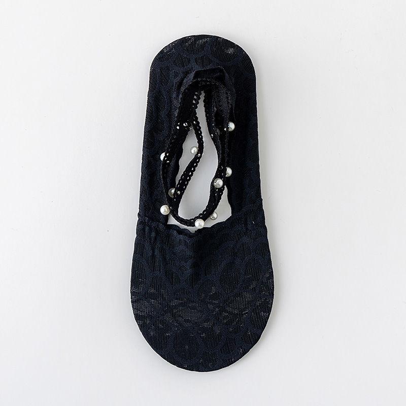 

Женские носки-подследники с жемчужным кружевом - Летние тонкие, универсальные, невидимые хлопковые носки One Size