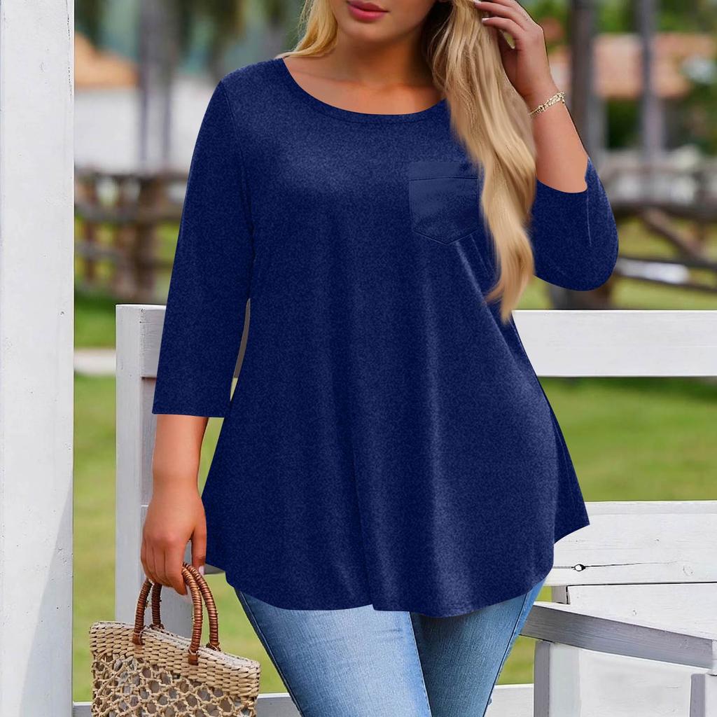 Women's Plus Size Fashionable Casual Loose-Fit Blouse With 3/4 Sleeves