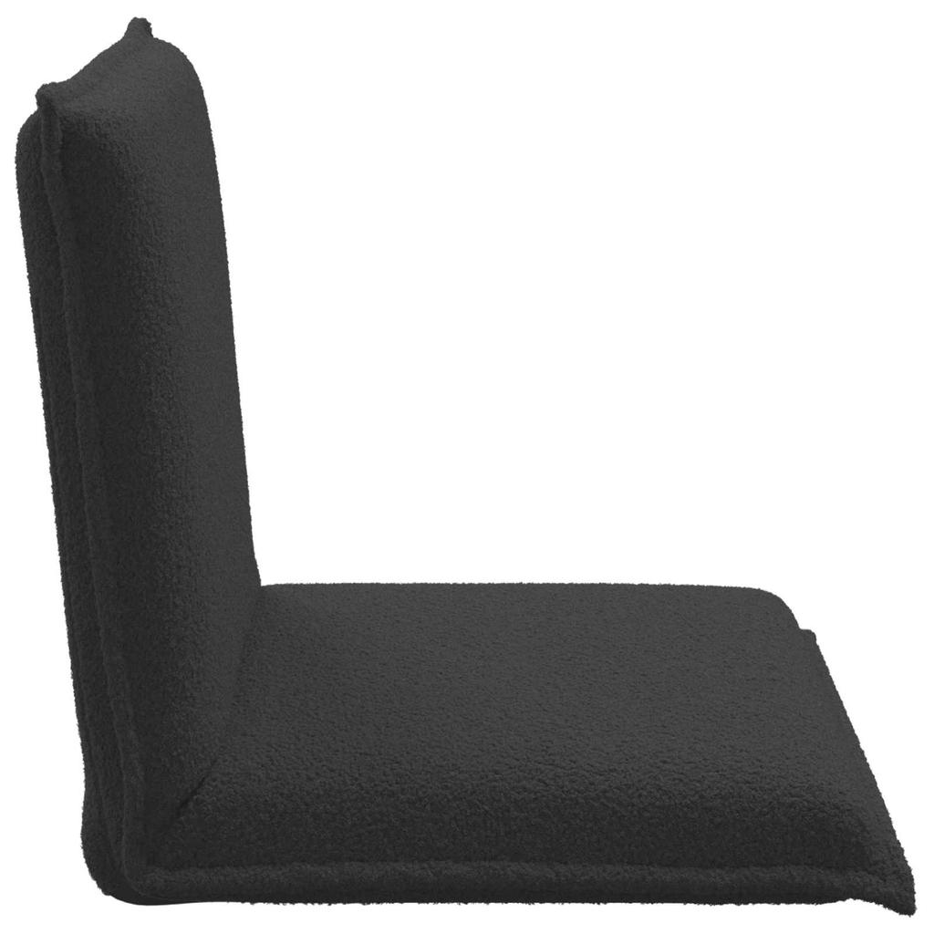 Adjustable Floor Footstool Dark Grey Sheepskin Fabric