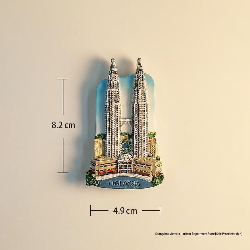 3D Kuala Lumpur Petronas Twin Towers Landmark Magnet Souvenir