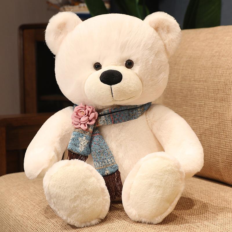 High Quality Plush Toy Scarf Bear Doll Soft Stuffed Animal Children Birthday Gift Pillow Home Living Room Bedroom Decor