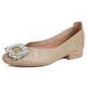 Fairy Feng Shui Diamond Buckle Flat-soled Single Shoes Women's 2025 New Shallow Mouth Square Head Comfortable Versatile Soft Sole Doudou Shoes