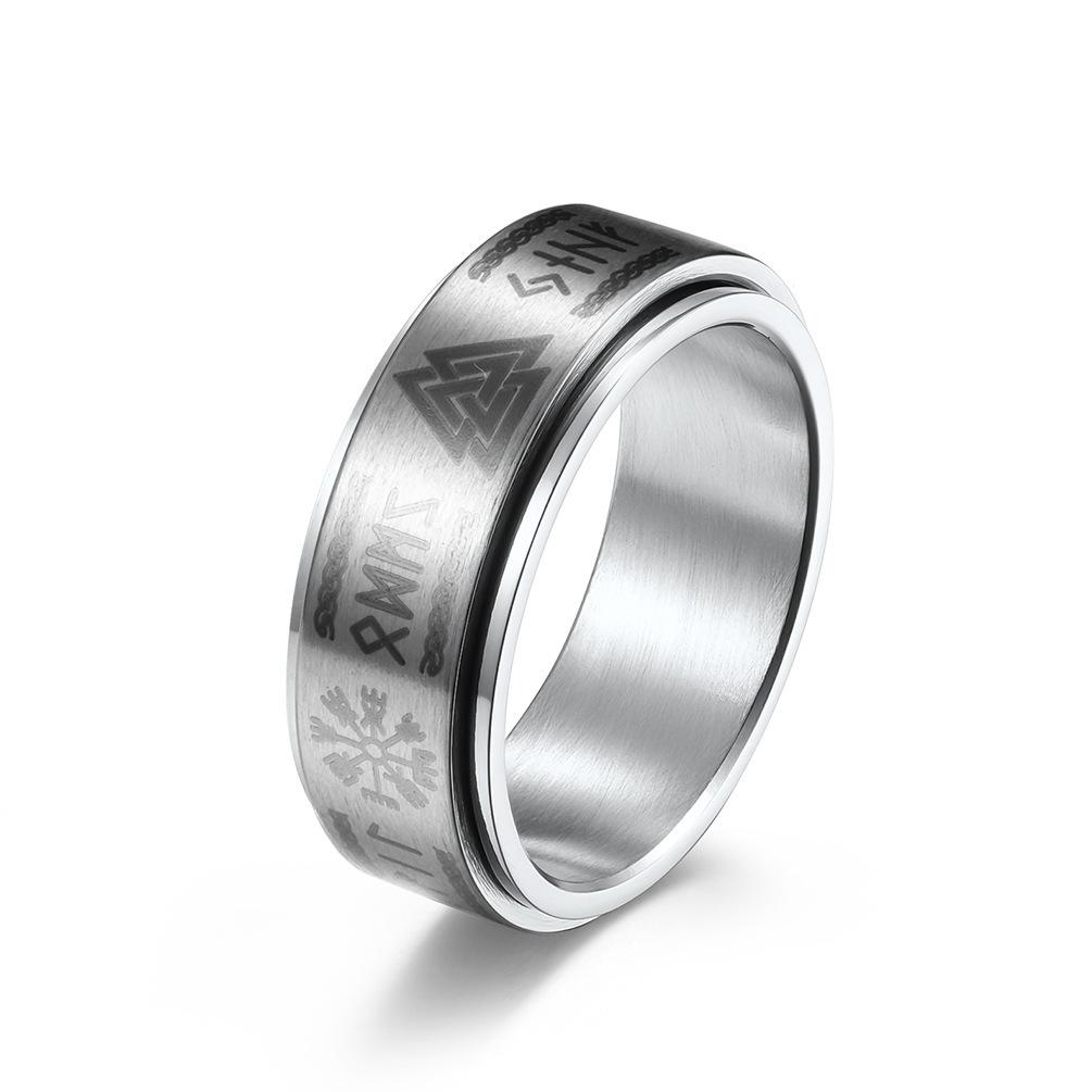 Nordic Viking Script Rotatable Titanium Steel Ring