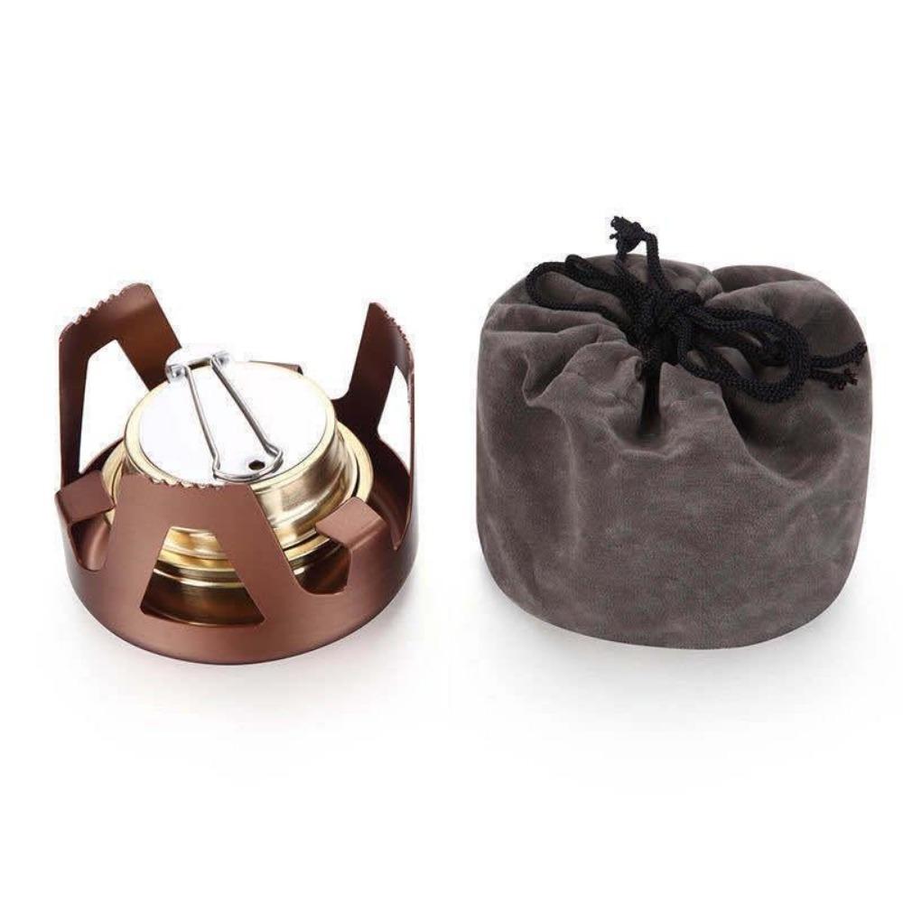 Outdoor Camping Brass Stove with Aluminum Stand Cover Portable Boiling Water Stove Bracket