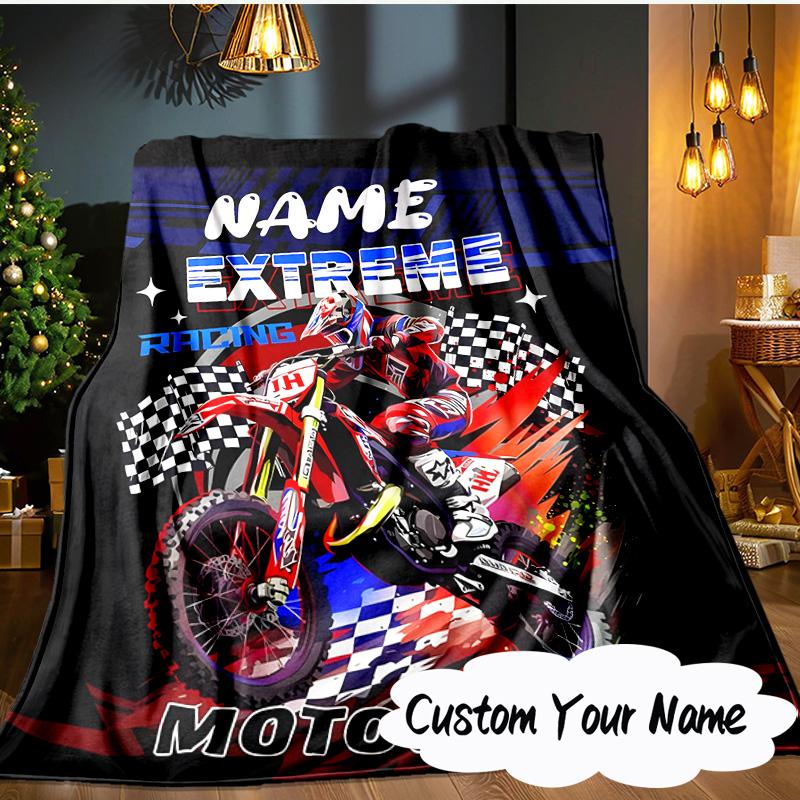 Custom Name Extreme Rider Adventure Blanket Ideal Bedding Blanket Perfect for Travel, Camping, Living Rooms, Offices, Sofas, Fan Christmas gift