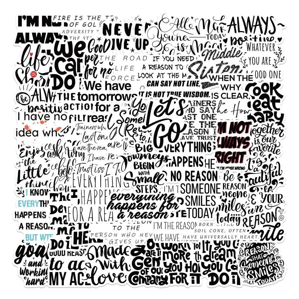 50Pcs Motivational Phrases Cute Stickers Decorative DIY Diary Scrapbooking Phone Laptop Helmet Car Guitar Graffiti Decals