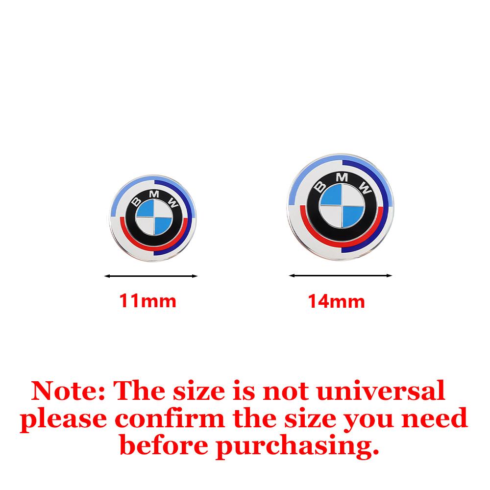 

11/14mm Aluminum Car Key Emblem Sticker Auto Control Key Logo Accessories For BMW 50th M Performance E46 E90 E49 F30 F80 F20 E90 2PCS BMW&14mm