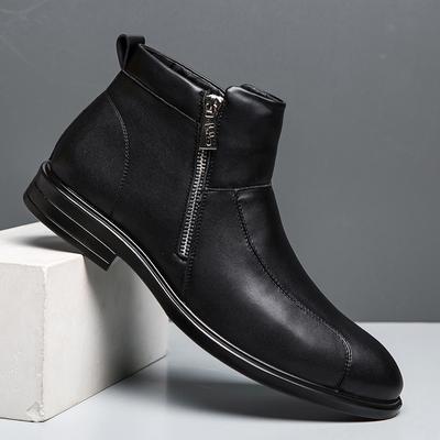 Echtes Leder Stiefeletten Herren High Top Plüsch Warm Herren Kurze Stiefel Rutschfest Bota Masculinas De Couro Bottines Bottes Hommes