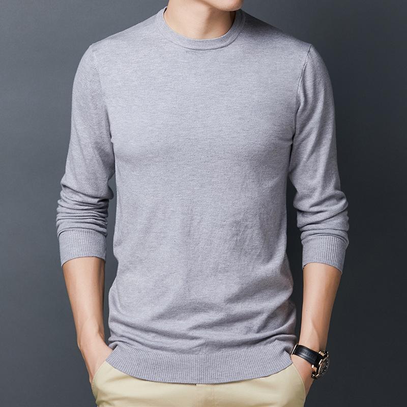 Dünner Pullover mittleren Alters Herren Rundhals Langarm-T-Shirt Pullover Trendy Frühling und Herbst Jugendpullover Herren Wollpullover