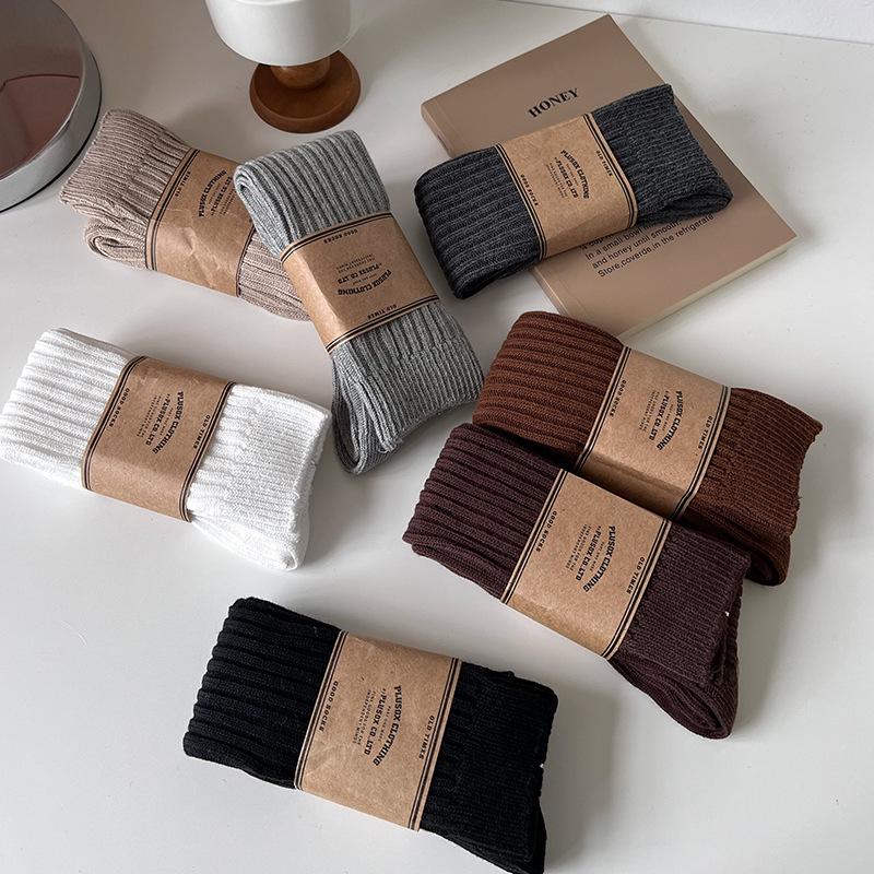 Plusox Women's Beige Cotton Over-the-Knee Warm Socks - Autumn/Winter Collection