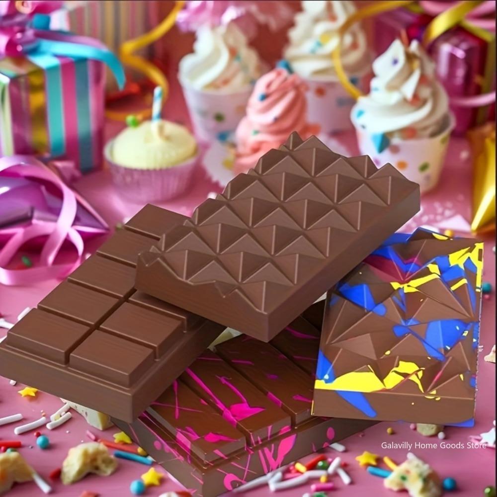 3-in-1 Thick Silicone Chocolate Bar Mold - Large Pistachio Filling Mould Food-Grade Reusable for Professional Candy Crafting