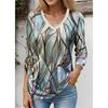 Women's T Shirt Tee Floral Animal Dragonfly Casual Holiday Pink Navy Blue Blue Print Long Sleeve Fashion V Neck Regular Fit Spring &  Fall