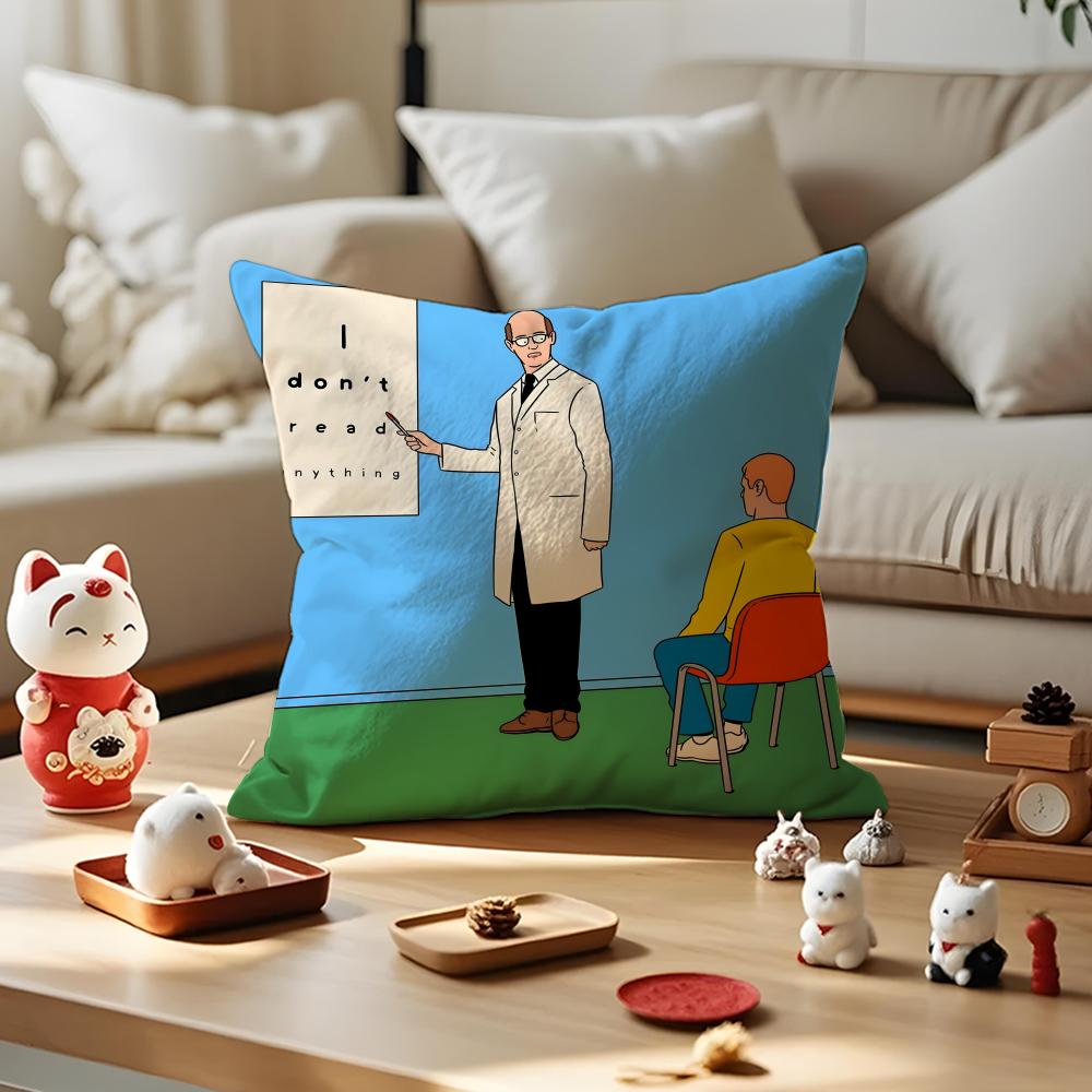 Parody Art Illustration Cushion Cover Anti-dustmite Pillowcase Invisible Zipper Silky Short Plush Sofa Cushion Cover