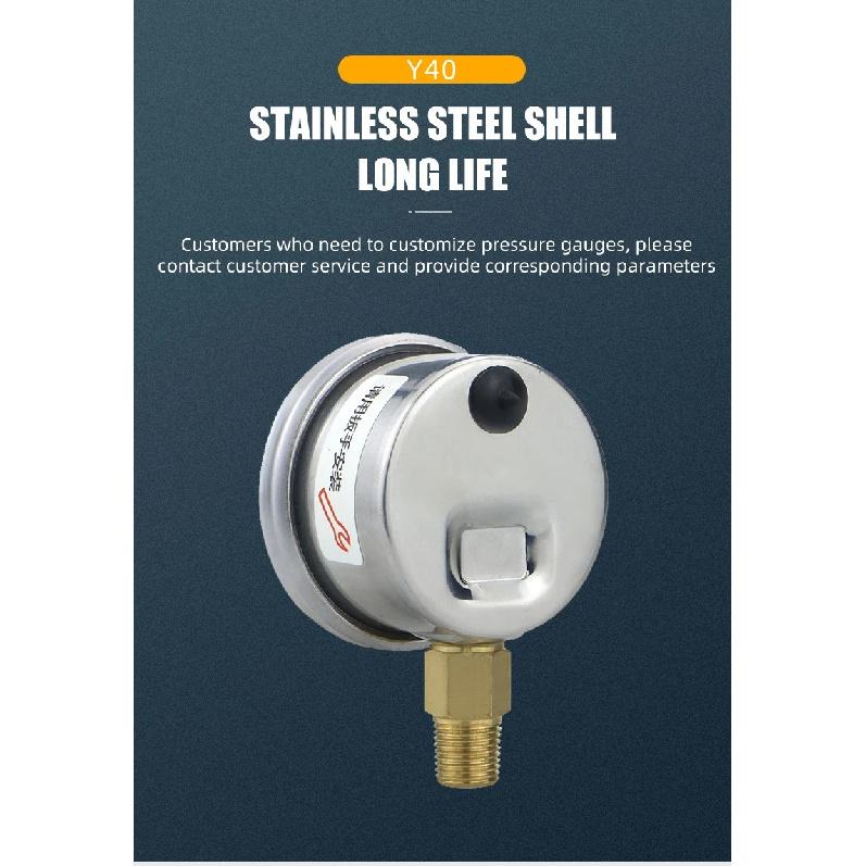Mairuikesi Glycerin Filled Pressure Gauges manomete 40mm 1/8 Thread Connection Stainless Steel Case hydraulic oil filling meter