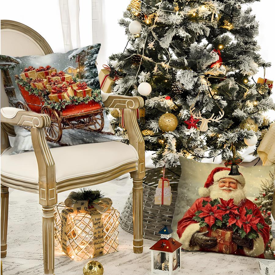 Nowe poszewki świąteczne do salonu, drukowane dekoracyjne poszewki na poduszki, skandynawskie poszewki świąteczne