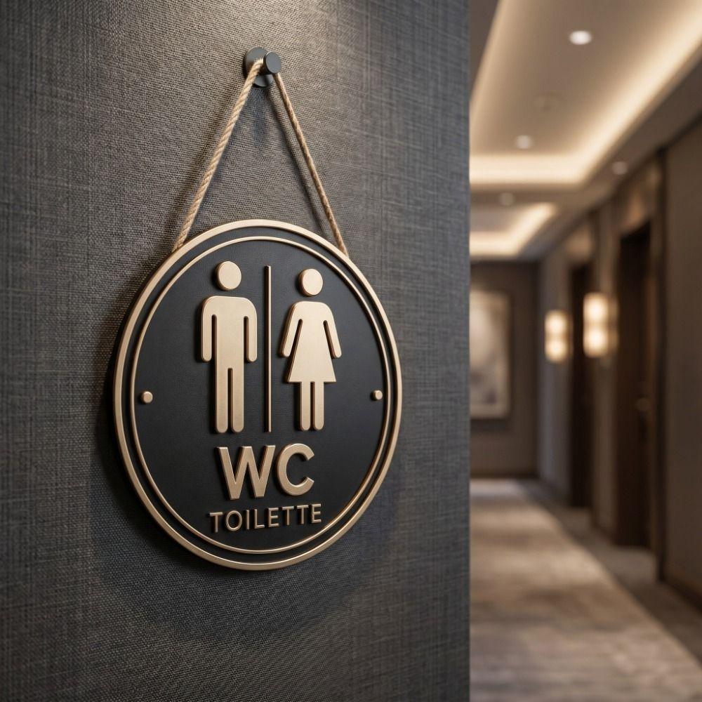 Door Hanging German Toilet Sign Wall Decoration Toilet Decoration Art Decoration 2D Flat Sign Cafe