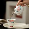 Hand Painted Ceramic Teapot White Porcelain Peony Design Chinese Kungfu Tea Set for Home Office Decor Gift Tea Lover