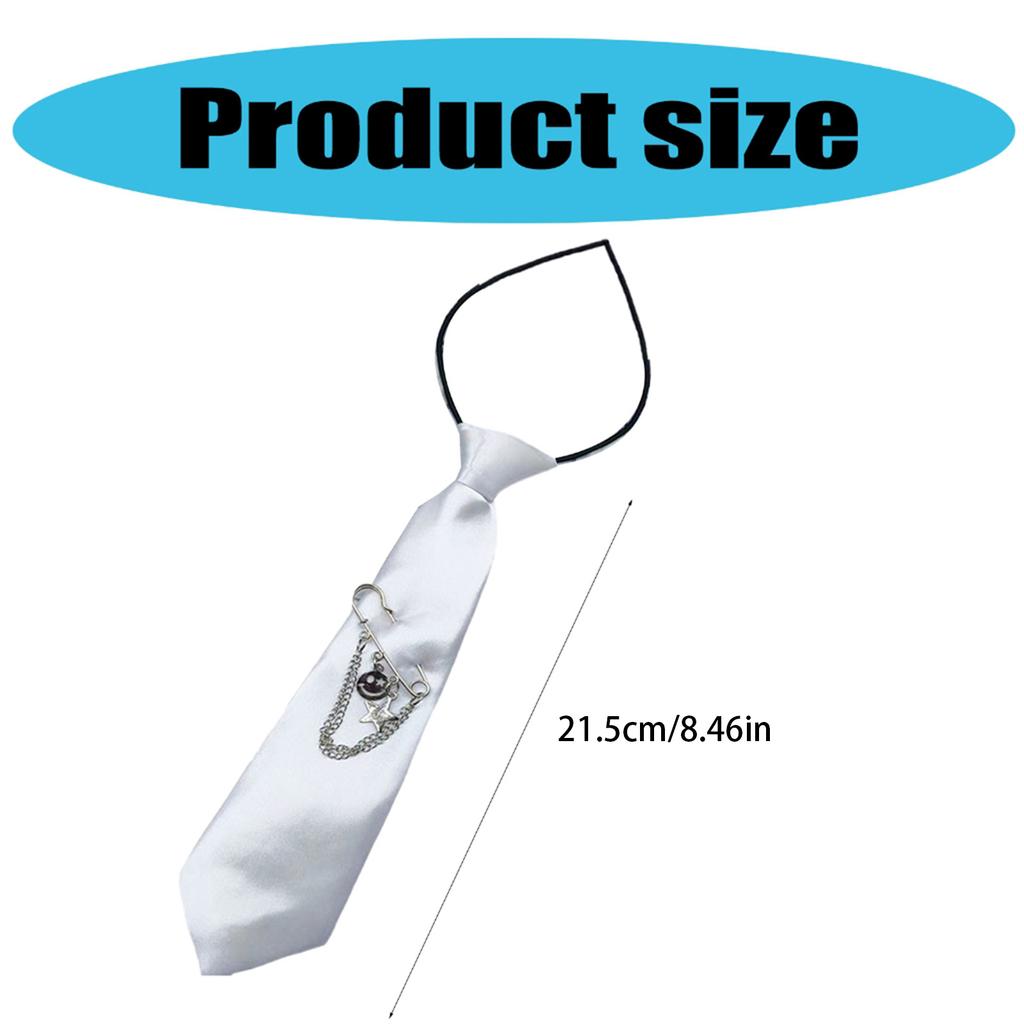 Campus Preppy Necktie Metal Smile Face Pin Neck Tie Student Uniform Adjustable Pre Tied Neck Tie Shirt Collar Neckwear